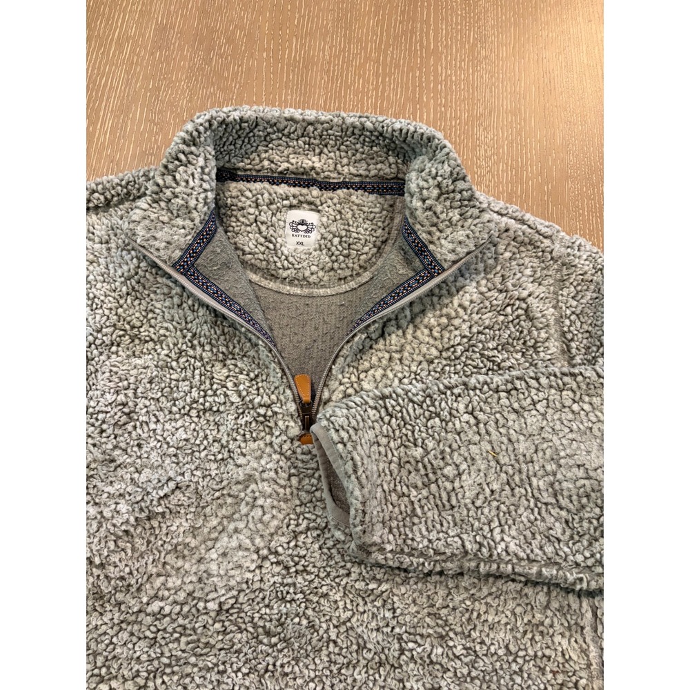 Katydid Sherpa Fleece Pullover Women's XXL Gray 1/4 Zip Cozy Teddy Jacket